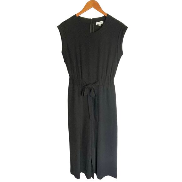 Calvin Klein Black Wide Leg Jumpsuit Size 2 Sleeveless Belted Closet Basic Work - Picture 1 of 10